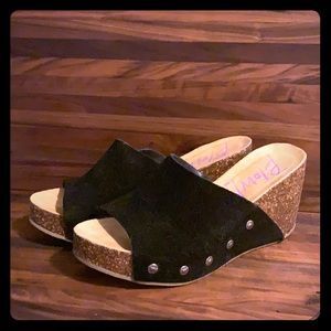 Blowfish Black Suede Wedge